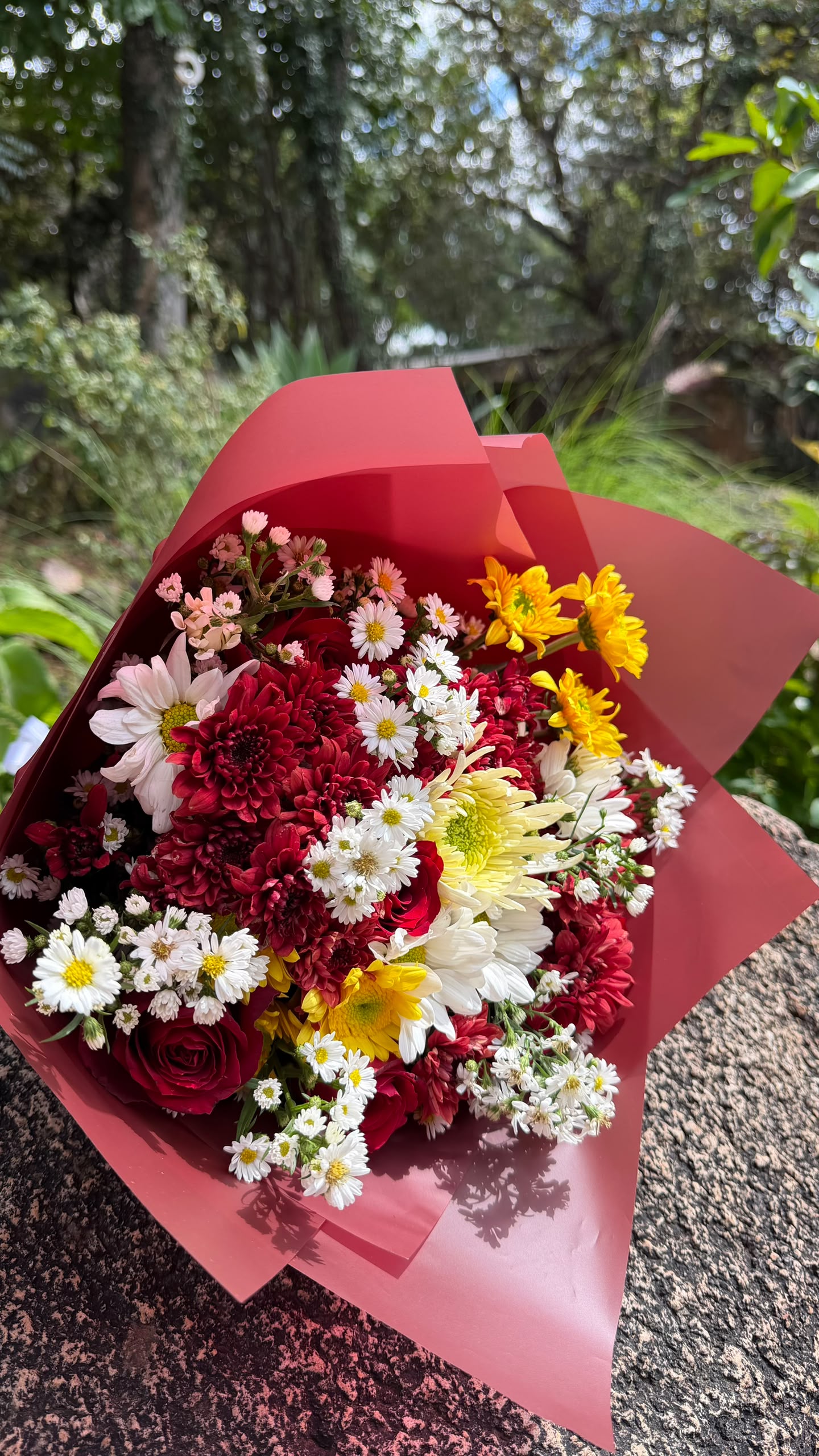 Personalised red and white rose bouquet with initial lettering